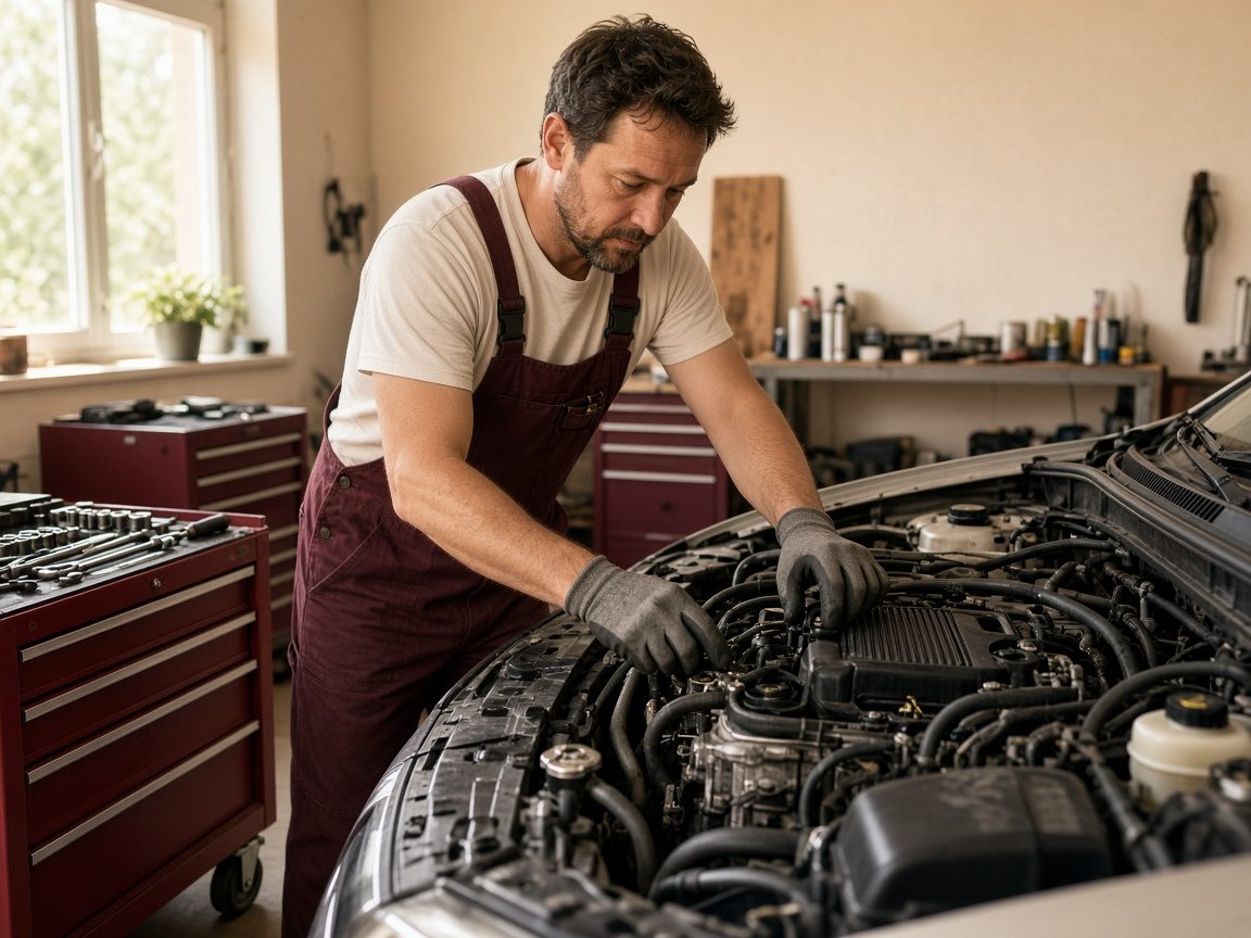 Mechanic inspecting a car