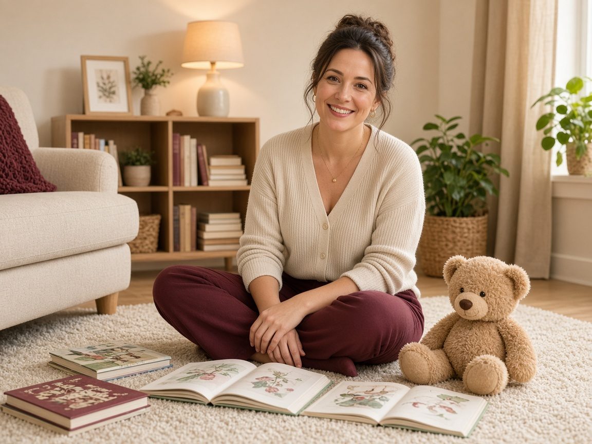 Nanny with books and a teddy